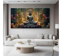 61 x 41 cm Grey Unframed Canvas Wall Art, Darkness Plants Candles Flowers printing Canvas Poster Pictures for Living Room Bedroom Home Office Wall Decorations