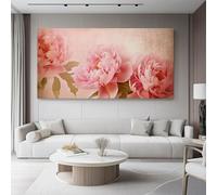 61 x 41 cm Pink Unframed Canvas Wall Art, Vintage Beautiful Flowers Peony printing Canvas Poster Pictures for Living Room Bedroom Home Office Wall Decorations