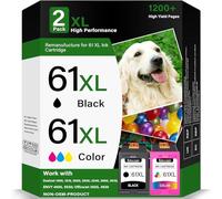 61 XL Ink Cartridges Combo Pack for Hp Printer-Replacement for HP Ink 61 XL Black and Color for HP61 Ink Cartridge Work with HP Envy 4500 5530 4502 DeskJet 2540 2050 1050 OfficeJet 4630 2620 (2-Pack)