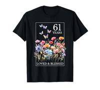 61 Years Loved Blessed Butterfly Flower Stamp 61st Birthday T-Shirt
