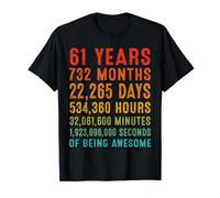 61 Years Old Being Awesome Retro Funny 61st Birthday T-Shirt