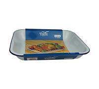 61031 Enamel Bake Pan, 30cm x 20cm x 5cm, White & Blue