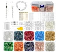 6112pcs 2x9mm Glass Tube Beads Kit with Individual Case, 8 Shiny Iridescent Colors Slim Beads and Seed Beads Faux Pearl Beads for DIY Earrings Bracelets Necklaces Tassels Jewelry Craft Gift Making