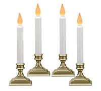 612 Vermont Battery Operated LED Window Candles with Flickering Amber Flame, Automatic Timer, 9.75 Inches Tall (Pack of 4, Pewter)