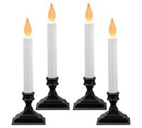 612 Vermont Battery Operated LED Window Candles with Flickering Amber Flame, Automatic Timer, 9.75 Inches Tall (Pack of 4, Antique Bronze)