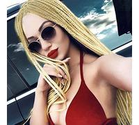 613 Blonde Braided Wig Long Cornrow Knotless Braid Wigs for Women Handmade Micro Pre Braided Box Braids Lace Wig Natural Hairline Glueless Synthetic Heat Resistant Fiber Hair Cosplay Daily 26Inch