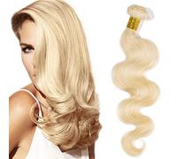 613 Blonde Hair Bundles Brazilian Virgin Human Hair Weave Weft Body Wave Grade 9A 100% Remy Unprocessed Real Hair Extensions Thick (22inch,#613 Bleach Blonde,100g)