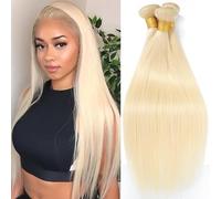 613 Blonde Human Hair Bundles - 14 16 18 Inch 3 Bundles - 100% Unprocessed 12A Brazilian Virgin Human Hair Straight
