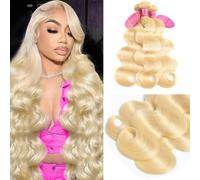 613 Body Wave Human Hair Bundles 613 Body Wave Virgin Remy Human Hair, 3 Bundles Unprocessed Human Hair, 613 Hair Extensions, Blonde, 3 Bundles 26