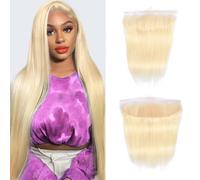 613 Frontal Straight 13x4 Transparent Lace Frontal Closure Ear To Ear Blonde 12A Virgin Remy Human Hair Extension Russian Blonde Human Hair for Women Pre Plucked 10 Inch