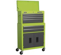 615 x 295 x 705mm GREEN 6 Drawer Topchest & Rollcab Combination Tool Chest Unit