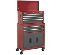 615 x 295 x 705mm RED 6 Drawer Topchest & Rollcab Combination Tool Chest Unit