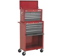 615 x 330 x 1315mm 13 Drawer Combination Tool Chest - RED Mobile Storage Box