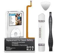 616-0232 Battery, 900mAh High Capacity Replacement Battery for iPod 5th -7th Generation Video Classic A1136 A1238 (5th 30GB 6th 80GB 6.5th 120GB 7th 160GB) with Repair Tool Kits