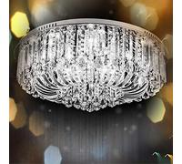 6165-80C 80cm Genuine K9 Clear Crystal Flush Ceiling Light Chandelier 3 Colours + Remote (Clear)
