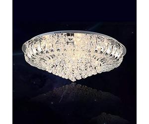 6167 Modern Genuine K9 Crystal LED Round Flush Ceiling Light Chandelier 3 Colours + Remote Control (Clear, 65cm)