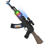 61cm Tactical Assault Toy Rifle - Large Scale Combat Blaster with Dynamic Vibration, LED Glowing Magazine & Realistic Sounds - 24-Inch Battery Operated Toy Gun for Kids