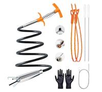 61in Drain Snake Tool Set, Flexible Grabber Tool 1 Pcs, Hair Drain Clog Remover 2 Pcs, Cleaner Brush Tool 2 Pcs, Spring Unclogger (1 Pcs) for Toilet Sink Sewer Bathroom Tub Clogged, Car, Fridge