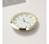 61mm Quartz Clock Insert with Roman Numerals, Gold or Silver Trim, Replacement Movement for DIY Repair or Broken Clock Projects, White Face, Lens, Battery Included(Golden)