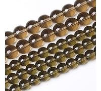61PCS 6mm Smoky Crystal Quartz Glass Beads Natural Stone Round Loose for Jewelry Making DIY Bracelet Necklace 15 Inch,Energy Healing Power(6mm, Smoky Quartz Glass)