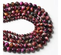 61pcs 6mm Top 3A Natural Tiger Eye Beads for Jewelry Making Rose Red Starry Sky Tiger Eye Stone Round Loose Beads DIY Bracelet Necklace Earrings