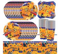 61PCS Dart War Party Decorations, Kids Birthday Party Tableware Supplies, Gunfight Themed Tableware Set Includes Paper Plates, Paper Napkins, Paper Cups and Tablecloth (20 Guests)