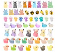61PCS Mini Resin Animals, Glow in The Dark Tiny Resin Animal Figurines Mixed Set for Fairy Garden, Dollhouse, Aquarium Decor, 50+ Styles Micro Landscape Animals, Small Resins Crafts for DIY Projects