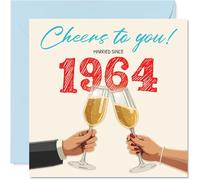 61st Anniversary Card for Women Men - Cheers! Married Since 1964 - Happy 61 Year Anniversary Card for Companion Partner Husband Wife, 145mm Wedding Anniversaries Greeting Cards