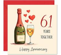 61st Anniversary Card for Women & Men - Happy 61 Year Anniversary Card for Girlfriend Boyfriend Partner Anniversaries Greeting Cards for Him Her