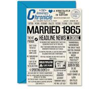60th Anniversary Cards for Men Women - Married 1965 Newspaper - Happy 60 Wedding Anniversary Card for Husband Wife Dad Mum Aunt Uncle Vintage Retro 1965, A5 Greeting Cards