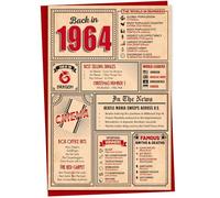 61st Birthday Card - Back in 1964 In This Year Card, Greeting Card for Men and Women, Birthday Cards for Women, Birthday Cards for Men, 61st Anniversary Card, A5