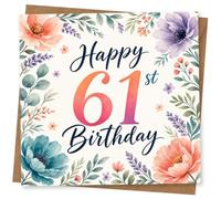 61st Birthday Card for Her, Elegant Flowers Floral Design | Eye-catching greeting card; Elegant Flowers Floral artwork for her on a 61st birthday with a warm, memorable feel