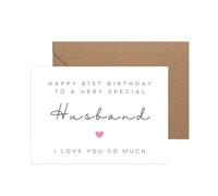 61st Birthday Card for Husband from Wife - Handmade UK Celebrate Your Husbands Special Day with the Perfect Happy Birthday Card - Thoughtful 61st Birthday Cards for Men, 61st Birthday Gifts for Him