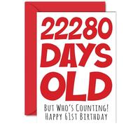 61st Birthday Card for Men Women Him Her - 22280 Days Old - Funny Adult Happy Birthday Card for Brother Sister Nan Grandad Mum Dad, A5 Humour Joke Greeting Cards