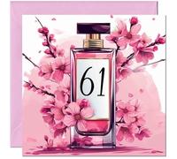 61st Birthday Card for women - Cherry Blossom Perfume Age - Elegant Classy Birthday Card for 61 Year old Woman Mum Aunt Ladies Nan Friend Sister Grandma Sixty One, Sixty First Nanny
