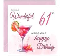 61st Birthday Card for Women - Ladies Elegant Birthday Cards for 61 year old woman Sixty One, Sixty First Mum Sister Grandma Aunt Niece Nanny for her Mother Wife Girlfriend