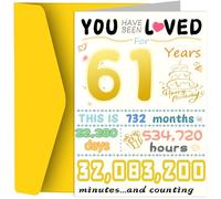61st Birthday Card, Funny Birthday Decorations for Women Men, Best 61 Year Old Birthday Gifts for Mother Dad, Unique Creative Gift for Wife Husband