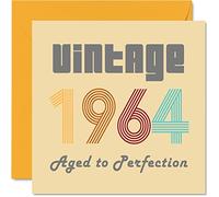 61st Birthday Cards for Men Women - Vintage 1964 Aged To Perfection - 61 Birthday Card Funny for Her Him, 145mm Greeting Cards Mum Dad Grandad Grandpa Grandma Nanny