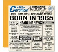 60th Birthday Cards for Men Women - Born In 1965 Newspaper - Happy 60 Birthday Card for Mum Dad Uncle Aunt Vintage Retro Back In 1965, 145mm Bday Greeting Cards