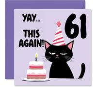 61st Birthday Cards for Men Women - Yay This Again! - Happy Birthday Card for 61 Year Old Man Woman Friend Uncle Auntie Neighbour, 145mm Bday Greeting Cards