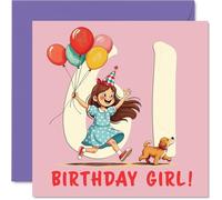 61st Birthday Cards for Women - Balloon Girl - Happy Birthday Card for 61 Year Old Woman Grandma Nan Neighbour Auntie, 145mm Bday Greeting Cards