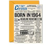 61st Birthday Cards for Women Men - Born In 1964 Newspaper - Happy 61 Birthday Card for Grandma Grandad Nan Vintage Retro Back In 1964, 5x7 Inch Bday Greeting Cards