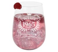 61st Birthday Gift Vintage 1965 Aged to Perfection Engraved Large Gin Glass Present for 61 Year Old Etched 590ml Stemless Gin Glass