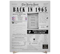 61st Birthday Party Decorations Poster - 61 Years Ago Anniversary Card for Women and Men. Back In 1965 Home Decor Supplies for Her or Him Turning 61 Years Old. Size A3 Birthday Retro Card