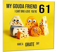61st Friend Birthday Card - Cheese Pun Funny Best Friend Birthday Card for 61 Year old Sixty One, Sixty First