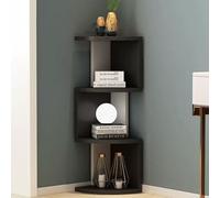 62.9" Tall 3-Tier Corner Bookshelf Industrial Open Display Shelf Corner Storage Rack for Home Office Living Room & Bedroom (Black & White)