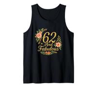 62 And Fabulous Floral 62nd Birthday Celebration Funny Tank Top