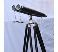 62'' Floor Standing Admirals Solid Brass Binoculars, (62 Inches, Brass Binoculars for Adults, Nautical Home Decor (Black Lether Binoculat)