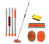 62 Inch Car Wash Brush Kit With Long Handle,Geichan 3 in 1 Microfiber Car Wash Mop Cleaning Mitt Suitable for Car, SUV,Truck, RV and Household,Scratch Free 2 x Mop Heads