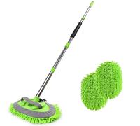 62'' Microfiber Car Wash Brush Mop Kit Sponge with Long Handle, Chenille Car Cleaning Brush Supplies for Car Rv SUV Truck Boat Bus Non-Scratches